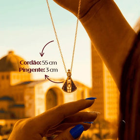Colar Nossa Senhora Aparecida Dupla Face - Zircônia Premium & Folhado a ouro 14K [COMPRE 1 LEVE 2]