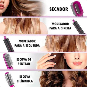 FRETE GRÁTIS - Escova Ellegance Deluxe Hair 5 em 1, Alisa, Seca, Modela, Faz Cachos e Anti-Frizz