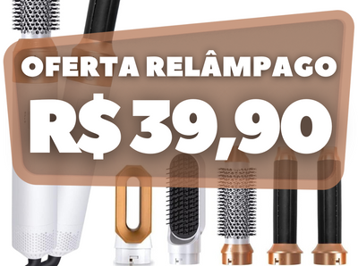 FRETE GRÁTIS - Escova Ellegance Deluxe Hair 5 em 1, Alisa, Seca, Modela, Faz Cachos e Anti-Frizz