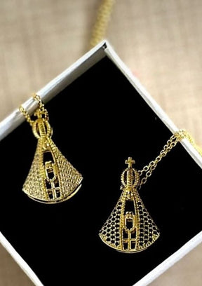 Colar Nossa Senhora Aparecida Dupla Face - Zircônia Premium & Folhado a ouro 14K [COMPRE 1 LEVE 2]