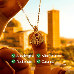 Colar Nossa Senhora Aparecida Dupla Face - Zircônia Premium & Folhado a ouro 14K [COMPRE 1 LEVE 2]